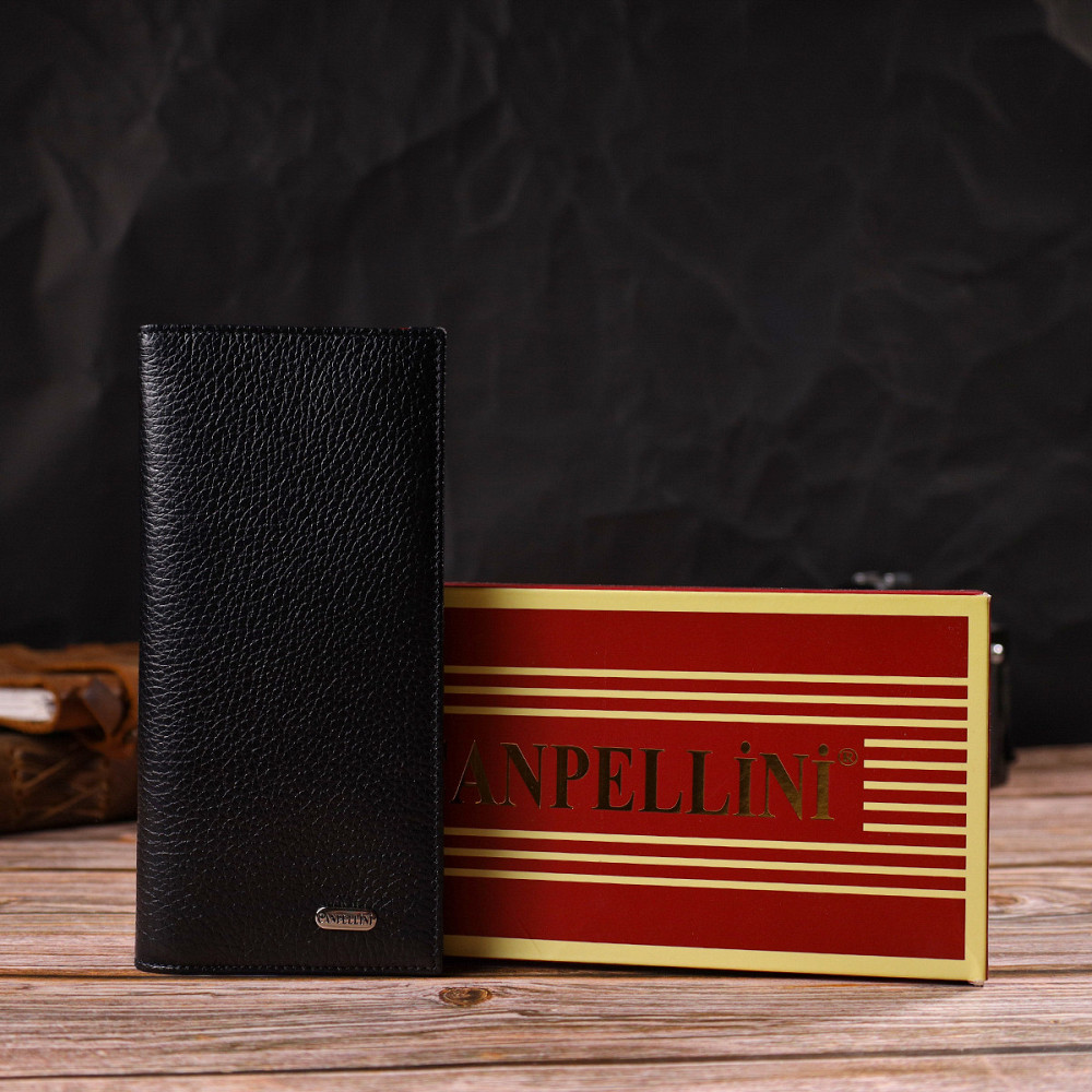 Вертикальний гаманець унісекс із натуральної шкіри CANPELLINI 21897 Чорний Київ - фото 10