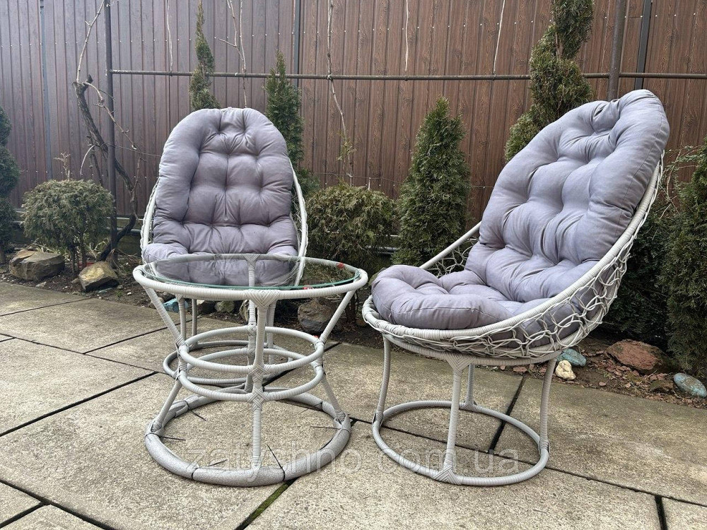 Плетені меблі з сірими накидками Київ - фото 7