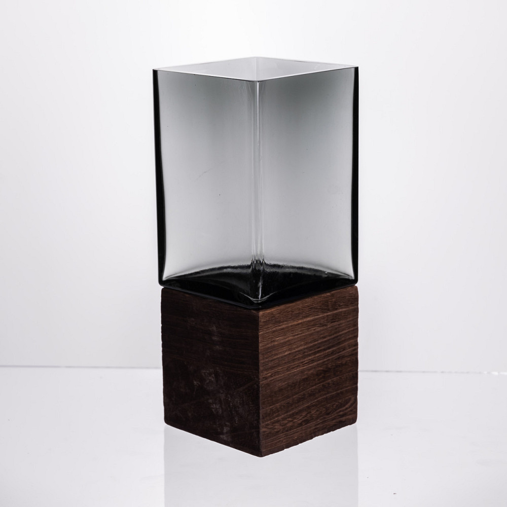 Yiwu Ваза для квітів квадратная скляна 10×10×25 (см) декоративна ваза 1.5 (л) із товстого скла Коломия - фото 1