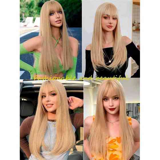 Перука рівне аніме з довгим чубчиком "Пшеничний блонд" — 70 см Вінниця