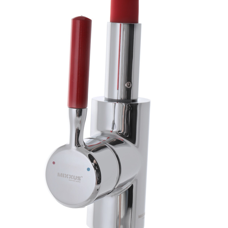 Кухонний змішувач Mixxus Premium RIO 011 з силіконовим виливом червоного кольору (MI5817) Харків - фото 3