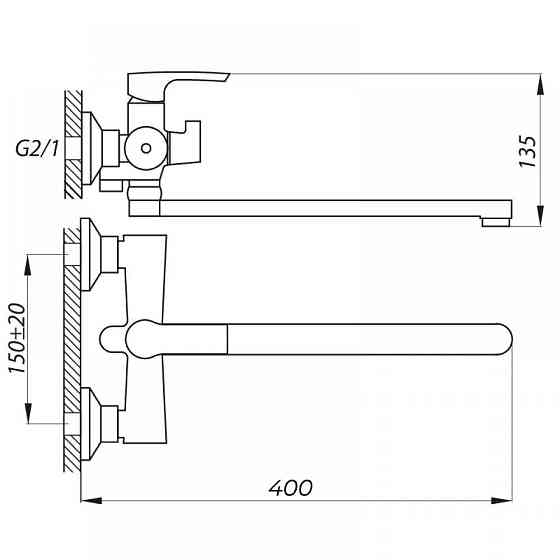Змішувач для ванни ZERIX FAB-7, сталевий Харків