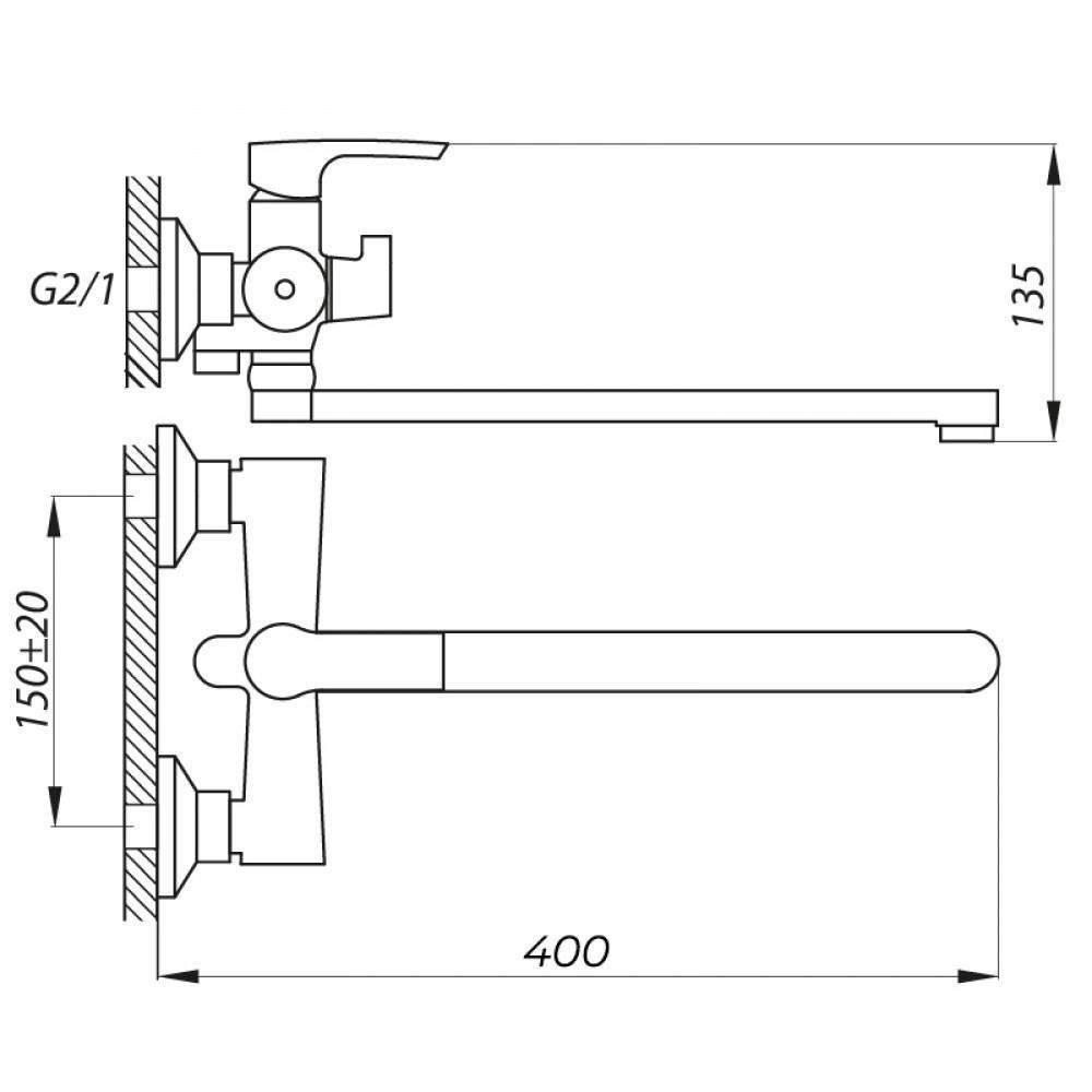 Змішувач для ванни ZERIX FAB-7, сталевий Харків - фото 3