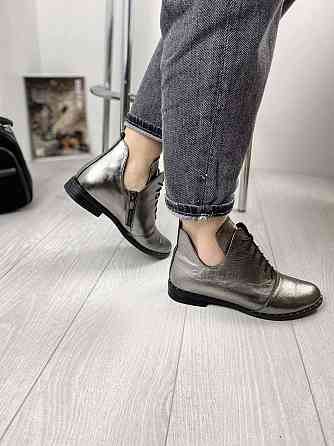 Жіночі черевики срібні з натуральної шкіри демісезонні весна-осінь р. 36, 39 (БТ/02 1234) / Чер Коломия