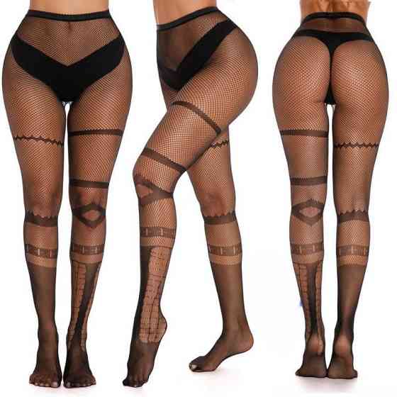 Колготки в сетку геометрические женские one size черный Киев