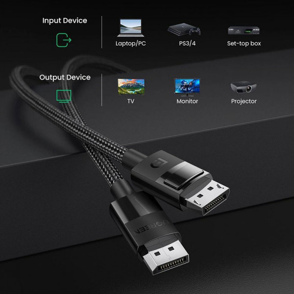 Кабель DP 1.4 Male to Male 3м Plastic Case Braided Cable UGREEN DP114 Чорний (80393) Киев - изображение 4