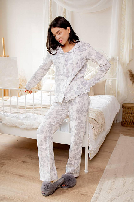 Женский комплект из натуральной ткани Диор серый, Молочный, XS-S Харьков - изображение 5