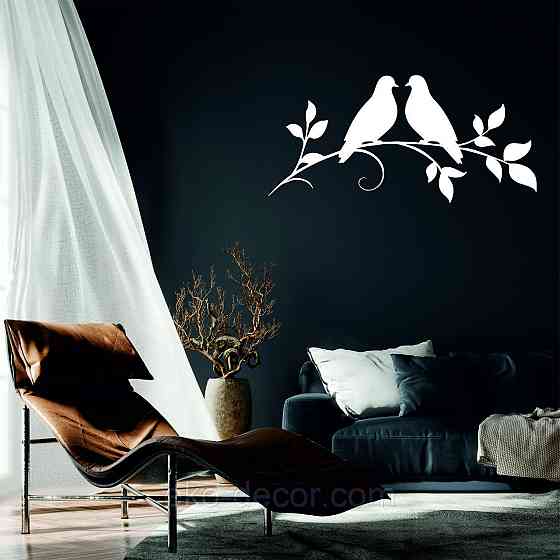 Декоративное настенное Панно «Две птички», Декор на стену 70*51 см, Белый Киев