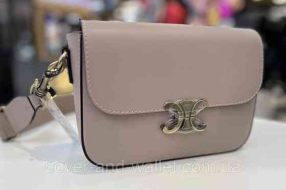 Женская сумка кросс-боди в стиле селин из гладкой кожи черного цвета Virginia Conti Киев