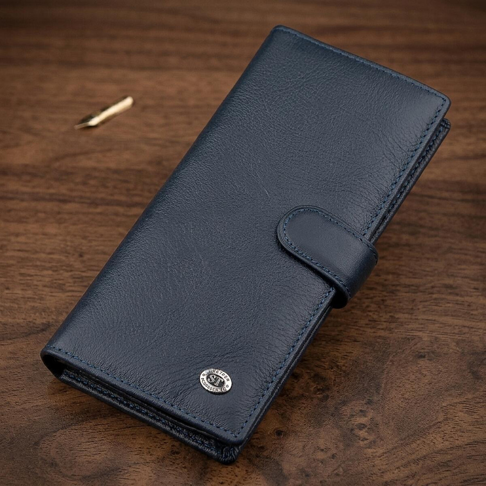 Чоловічий купюрник ST Leather 18365 (ST147) шкіряний Синій Київ - фото 7