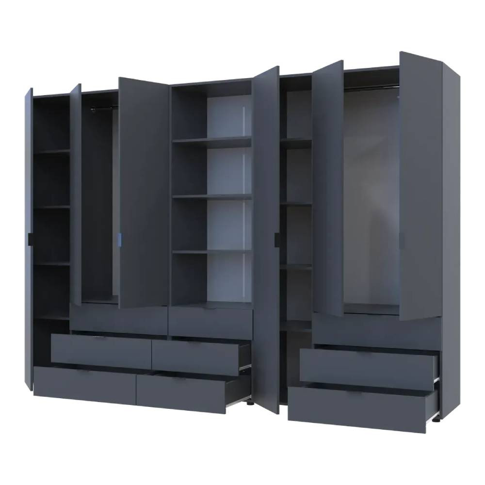 Шафа для одягу Doros Гелар Графіт 3+3ДСП з пеналом 292.4х49.5х203.4 (DRS-011924) Львів - фото 4