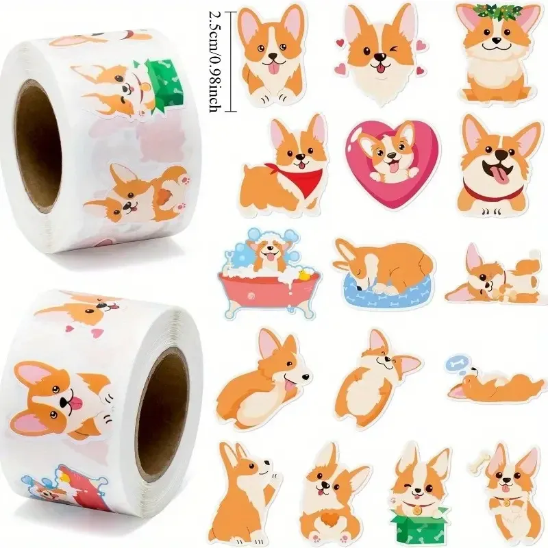 Набор наклеек с корги – 500 шт (10 дизайнов) водостойких наклеек для декора Киев - изображение 4