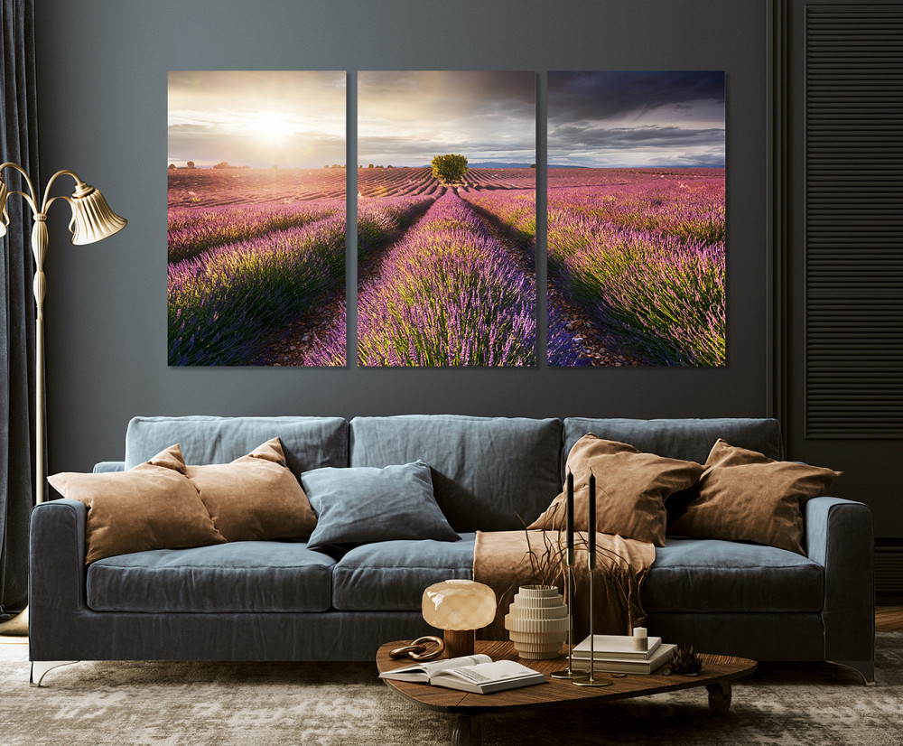 Модульная картина в гостиную / спальню    Лаванда   ART-058_3A 100х150 см Киев - изображение 3
