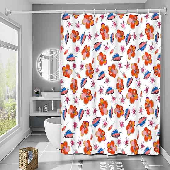 Шторка для ванны из полиэстера водонепроницаемая Bathlux 180x180 см с кольцами, занавеска для ванной комнаты Каменец-Подольский