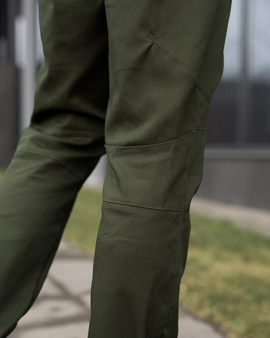 Мужские базовые котоновые брюки карго демисезонные хаки Pobedov Skystone Киев - изображение 3