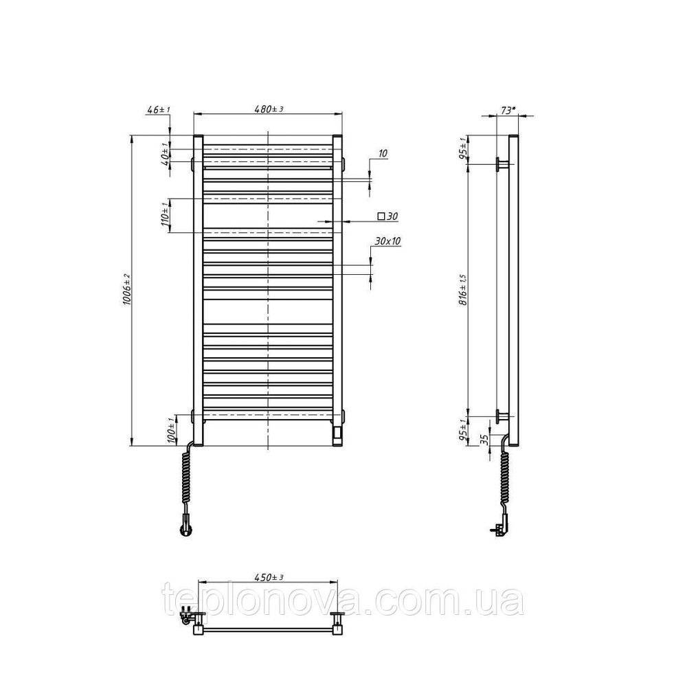 Електрична сушарка для рушників NAVIN Авангард X 480х1000 Sensor з WI-FI лівобічна, біла Чернівці - фото 6
