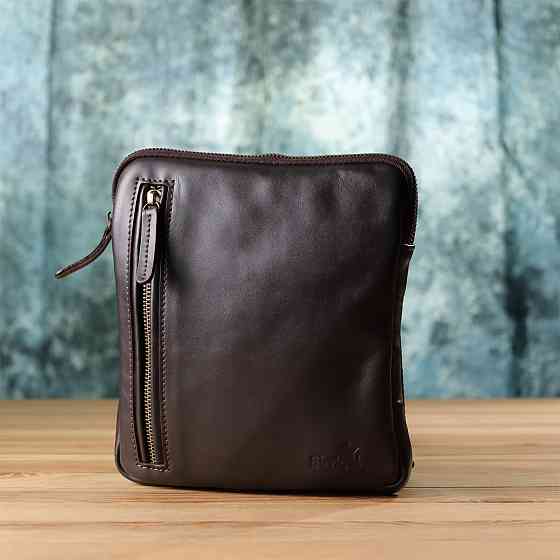 Элегантная мужская сумка из гладкой натуральной кожи Shvigel 23150 Коричневый Киев