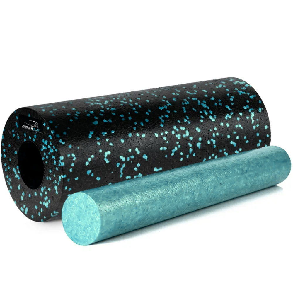 Масажний ролик (роллер) гладкий PowerPlay PP-4348 2 in 1 EPP Foam Roller Чорно/Блакитний (33x14см.) Кам'янське - фото 1