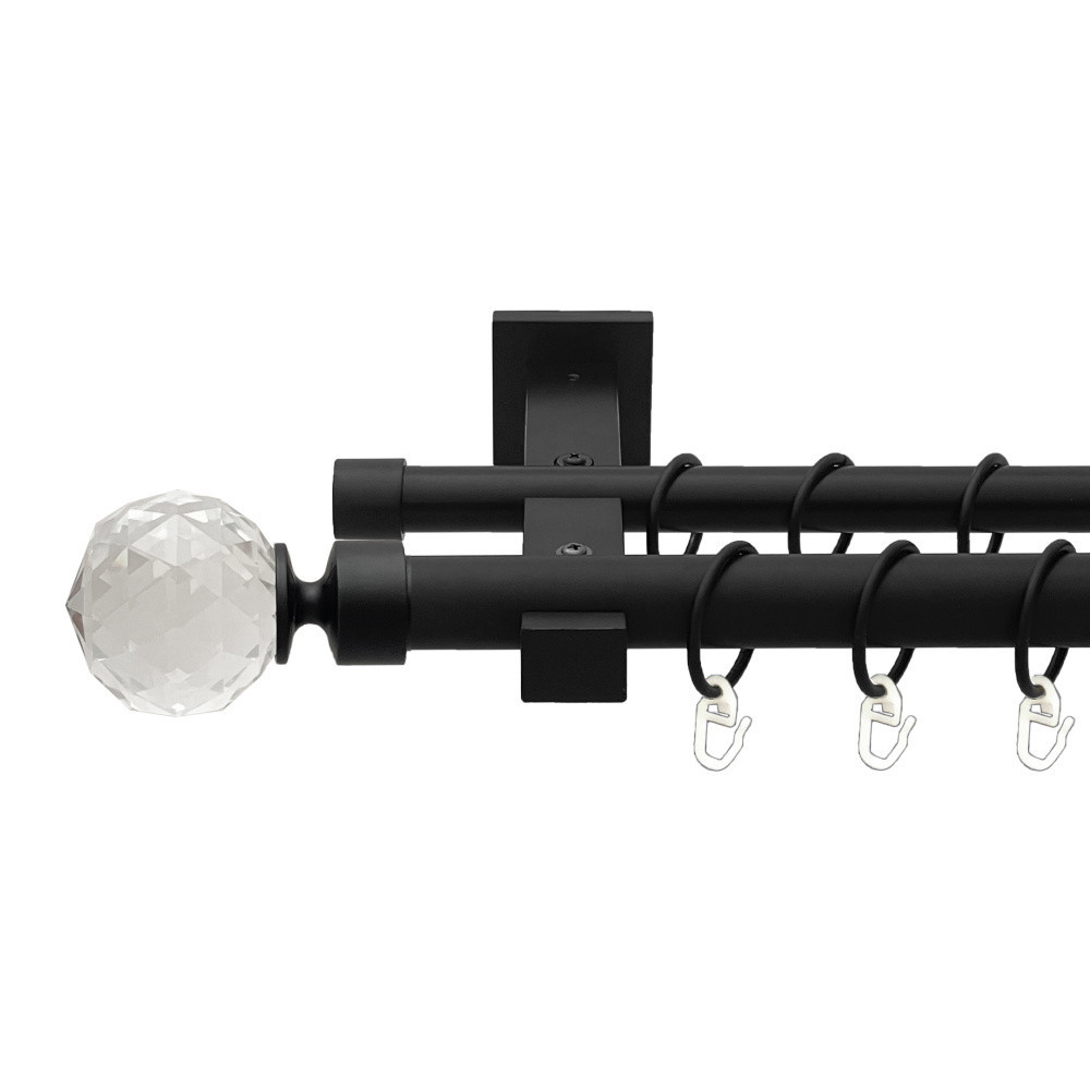 Карниз Orvit Люміера металевий дворядний техно гладка труба кільце металеве Чорний Оксамит 25\19 мм 240 см Львов - изображение 1