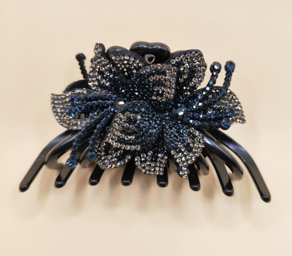 Шпилька-крабик для волосся "Квітки" Чорний Сміла - фото 3
