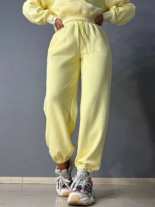 Костюм женский A-N 27063 свитшот и джогеры оверсайз с вышивкой желтый, желтый, S Киев - изображение 17