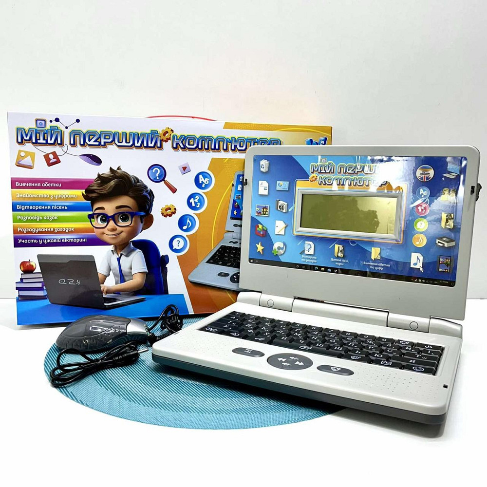 Ноутбук дитячий WToys інтерактивний режими вивчення цифр алфавіту укр та англ мова Сірий (88 Чернігів - фото 9
