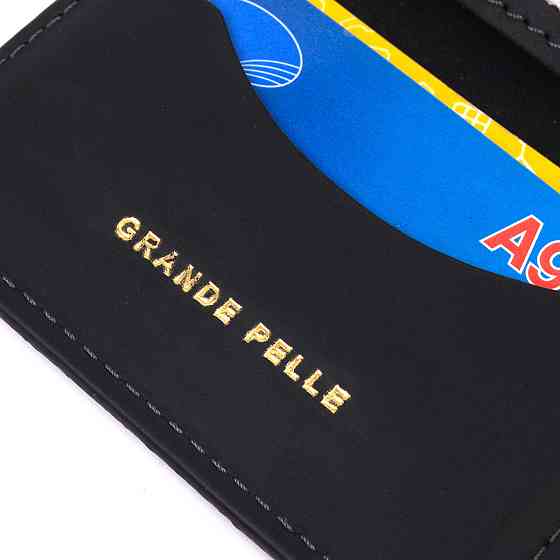 Практична шкіряна обкладинка на документи Чорна (GRANDE PELLE) Київ