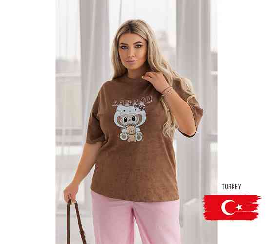 Модна футболка тай-дай Labubu "Kitty" (Туреччина) | Батал Київ