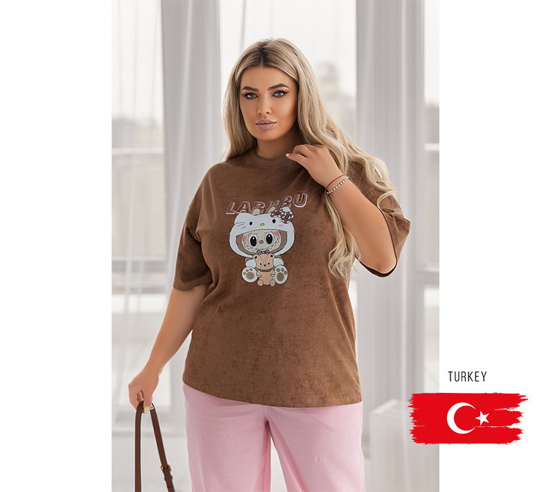 Модна футболка тай-дай Labubu "Kitty" (Туреччина) | Батал Київ - фото 1