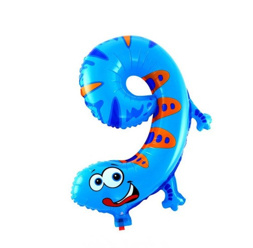 Шарик цифра 9 Ящерица 16 дюймов разноцветный Киев - изображение 2