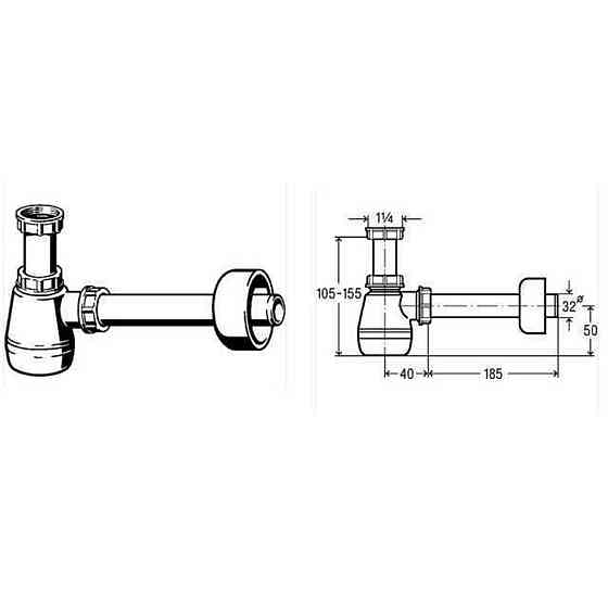 Сифон для біде VIEGA 1 1/4″х1 1/4″ пластик бутил. б/г 120337 Київ