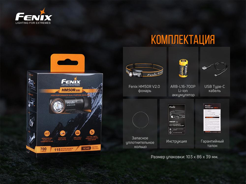 Налобный фонарь Fenix HM50R V2.0 700лм (6 режимов) алюминиевый Черный Винница - изображение 10