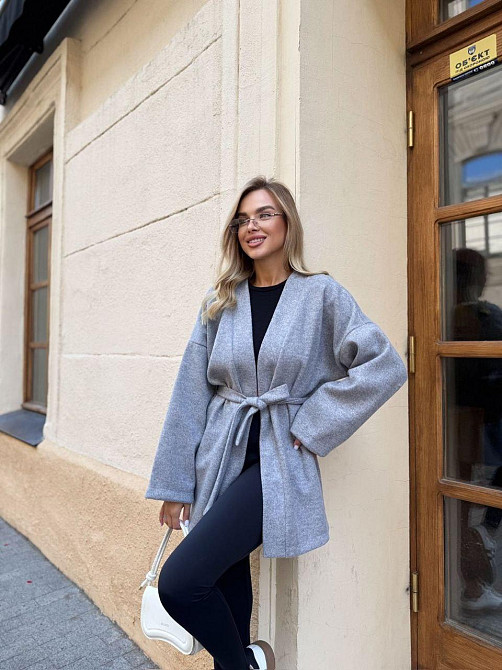 Жіночий теплий базовий кардиган із поясом турецька ангора-в'язка Сірий, 46/48 Одеса - фото 4