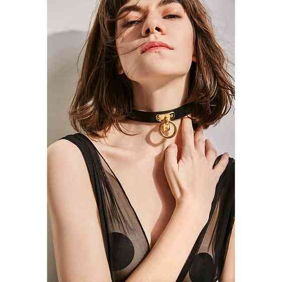 Ошейник-чокер с кольцом, итальянская кожа Leather Cosplay Choker UPKO, размер L Sex Aura Киев