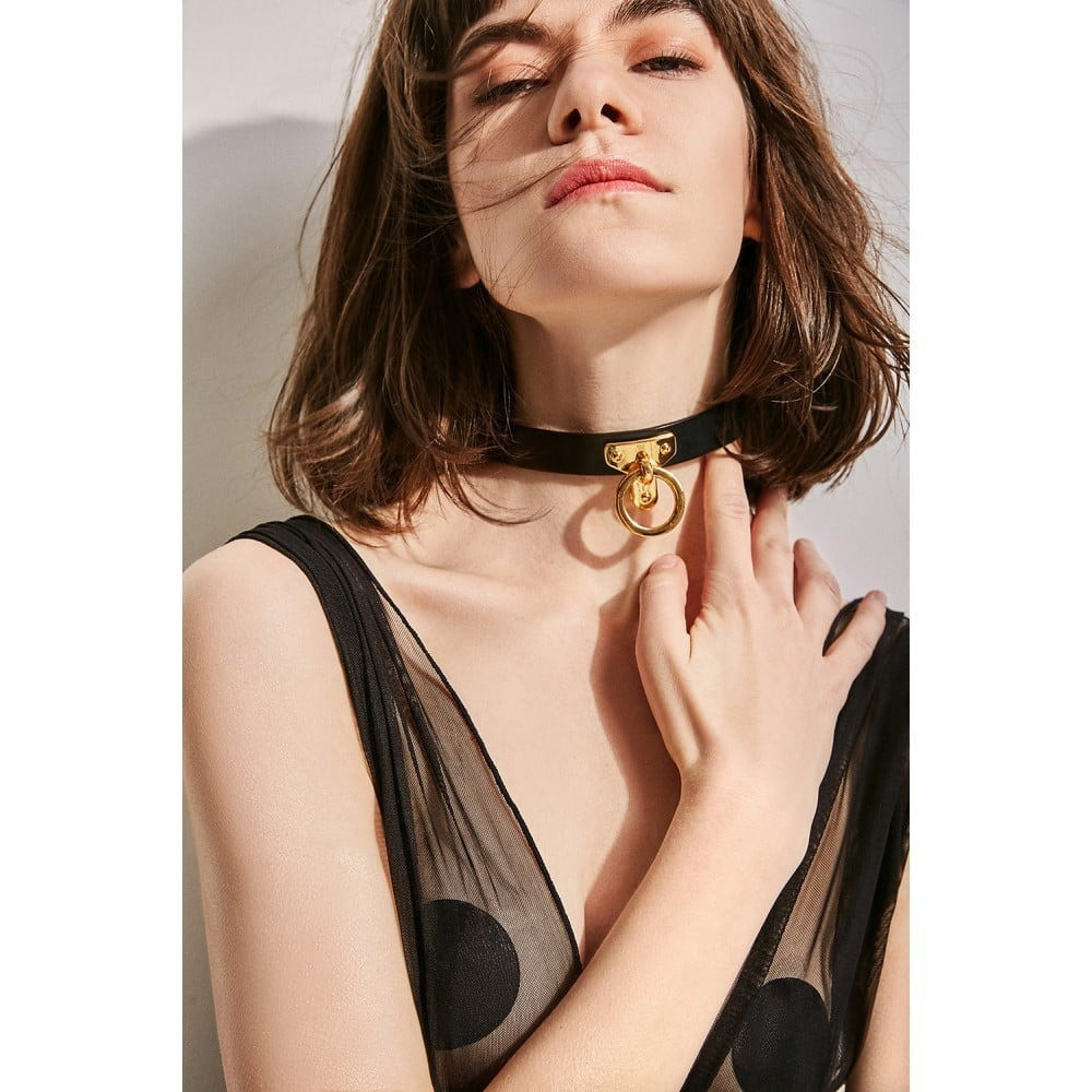 Ошейник-чокер с кольцом, итальянская кожа Leather Cosplay Choker UPKO, размер L Sex Aura Киев - изображение 2