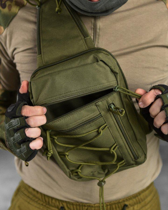 Сумка-слінг тактична з однією лямкою SILVER KNIGHT oliva ВТ6748 Одеса - фото 8