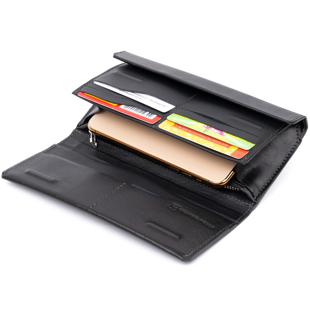 Борсетка элитная кожаная GRANDE PELLE 11277 Черная Киев - изображение 6