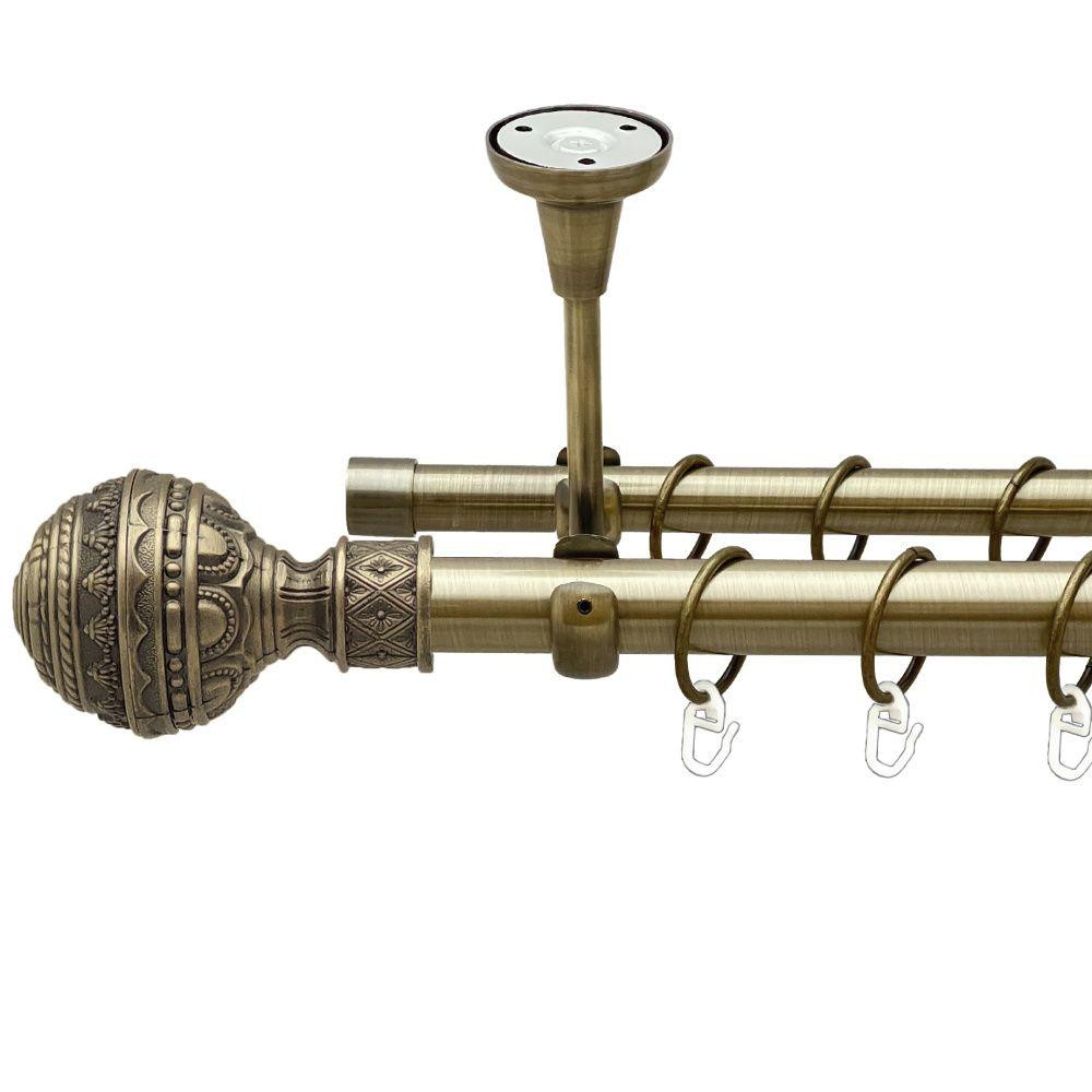 Карниз Orvit Арабеска металевий дворядний відкритий до стелі гладка труба кільце металеве Антик 25\19 мм 300 см (00-00018575) Львів - фото 1