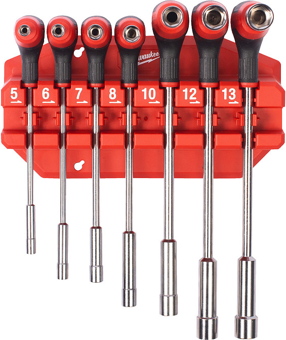 Набор ключей Г-образных с 6гр. головками MILWAUKEE с комфортной ручкой, (5/6/7/8/10/12/13мм) (7шт) пластиковый холдер Одесса - изображение 1