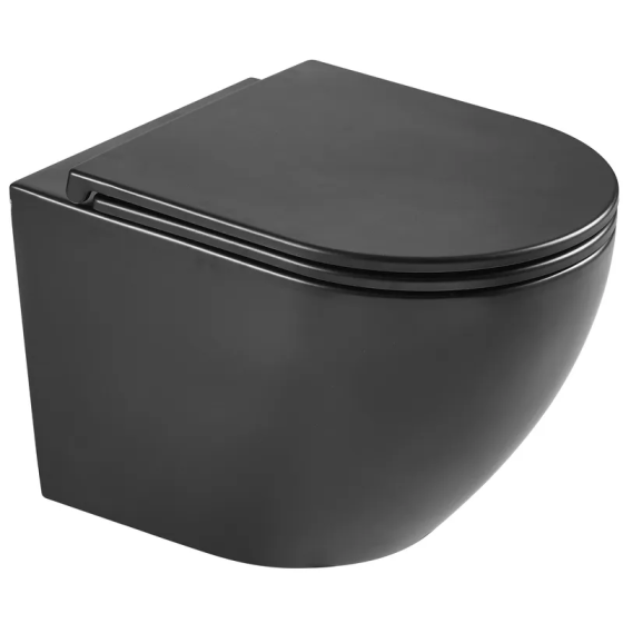 Унітаз підвісний Mixxus Premium Ellipse-0303-R Black 520x365x360mm, система змиву RIMLESS (MP6464) Київ