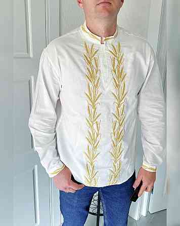 Мужская вышиванка с традиционной украинской вышивкой без пуговиц коттон 80%, 20% полиэстер 50, Белый Одесса