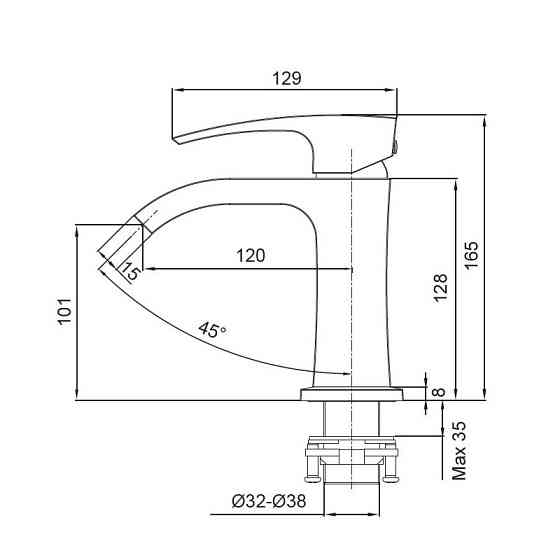 Чёрный смеситель для умывальника Koer KB-12007-05 (модель KR3443) Харьков
