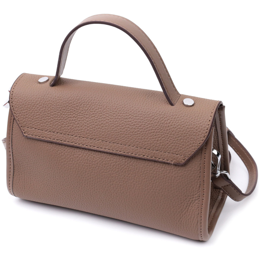 Женская сумка с геометрическим клапаном из натуральной кожи Vintage 22630 Коричневая Киев - изображение 2