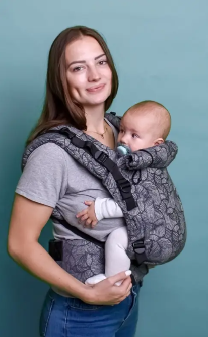Ерго рюкзак регульований від народження 0 - 18 місяців "Adapt" Coolbabka Сірий Leaf Кривий Ріг - фото 2
