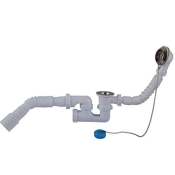 Сифон OPTIMUM для ванни з ревізією, випуском 1 1/2| *40, перел і гнучкою трубою 40*40/50 OPTI 26033 Київ