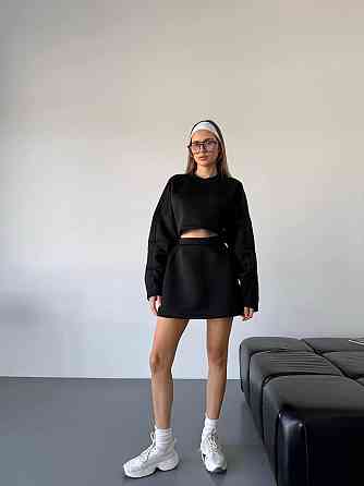 Женский оверсайз костюм двойка: кофта и юбка из неопрена Одесса