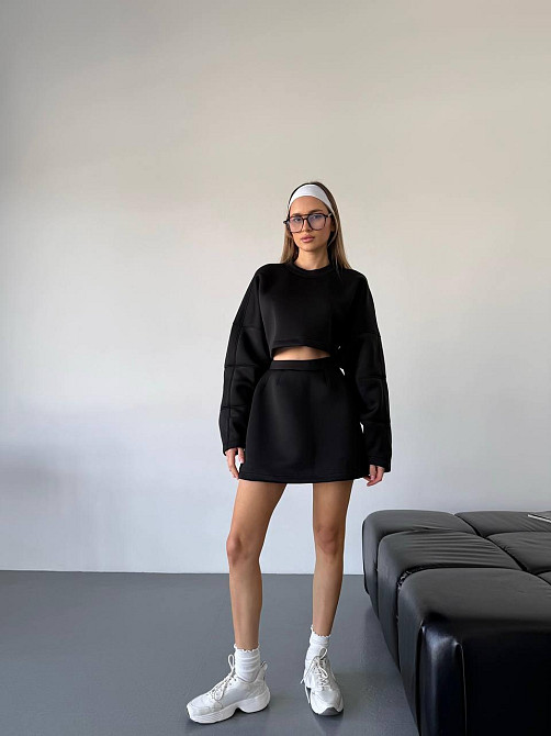 Женский оверсайз костюм двойка: кофта и юбка из неопрена Одесса - изображение 6