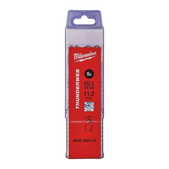 Свердло по металу THUNDERWEB HSS-G MILWAUKEE DIN338, діаметр 11,0 x 142 мм (5шт), пластикова коробка Одесса