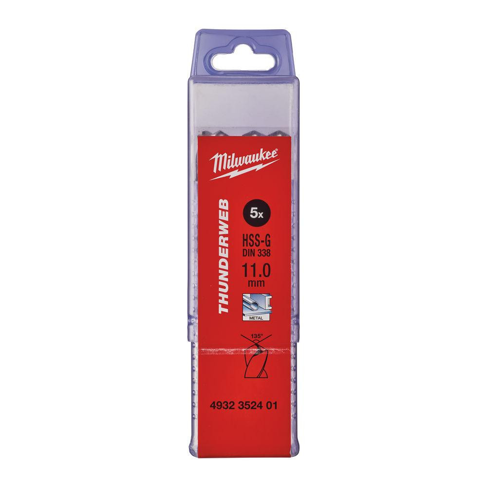 Свердло по металу THUNDERWEB HSS-G MILWAUKEE DIN338, діаметр 11,0 x 142 мм (5шт), пластикова коробка Одесса - изображение 1