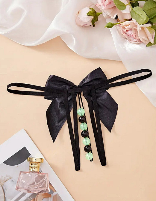 Труси з намистом фосфорні жіночі oversize чорний Київ - фото 1